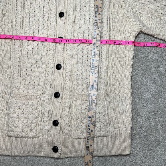 Blarney Woollen Mills Ireland Womens XL XXL Knit Wool Cardigan Sweater Cream - Picture 10 of 12